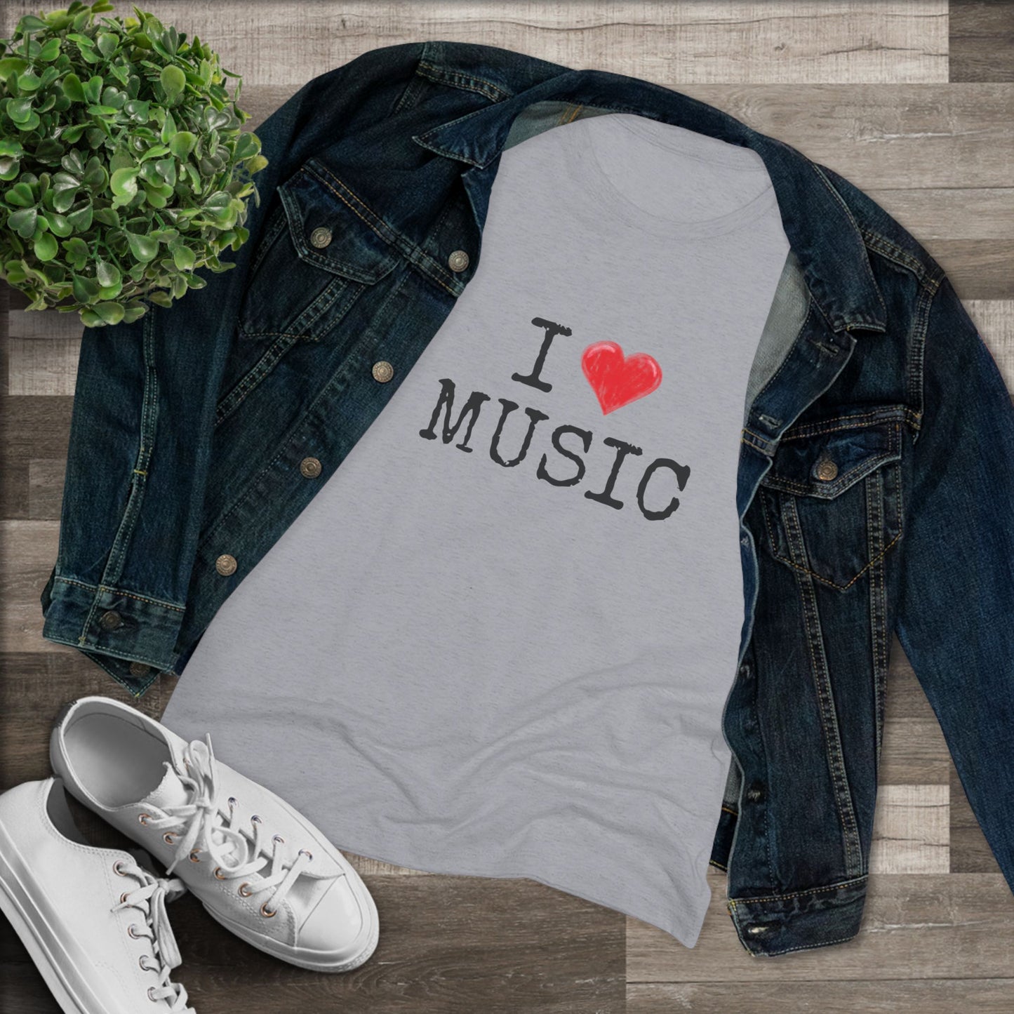 I Heart Music - Music Lover Tri-blend Women's Fit Tee