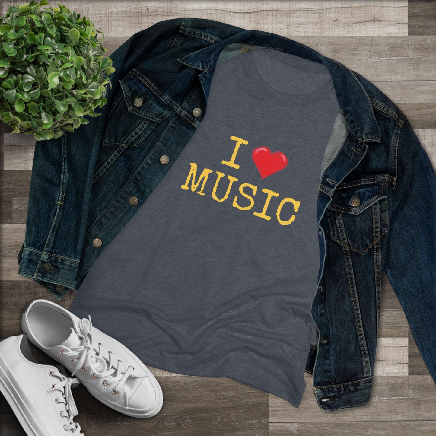 I Heart Music - Music Lover Tri-blend Women's Fit Tee