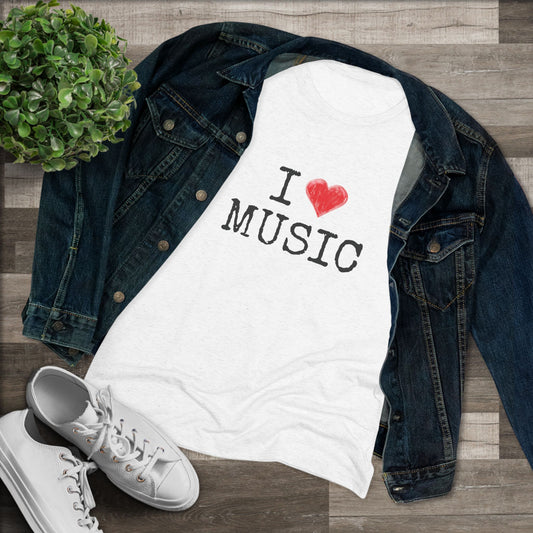 I Heart Music - Music Lover Tri-blend Women's Fit Tee