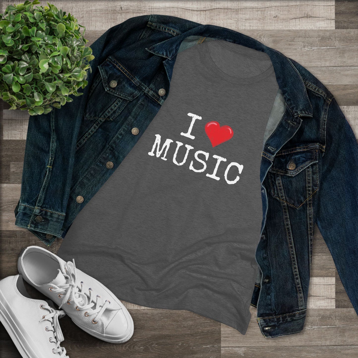 I Heart Music - Music Lover Tri-blend Women's Fit Tee