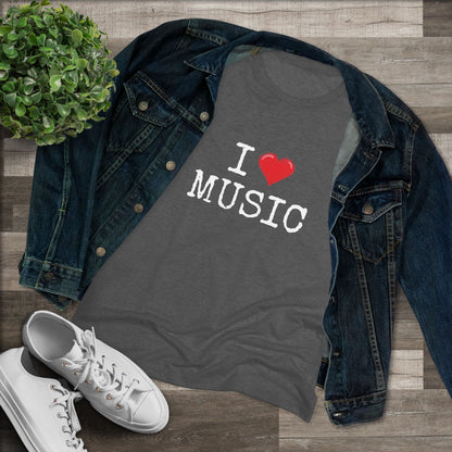I Heart Music - Music Lover Tri-blend Women's Fit Tee